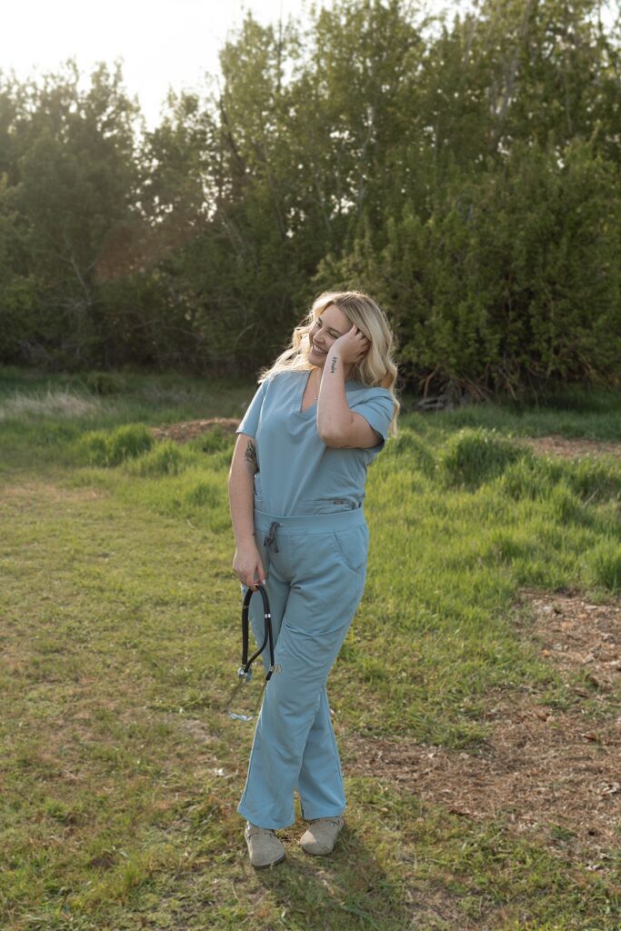 Reno Nevada CNA Graduation Senior Portraits with a dog. Reno Lake Tahoe senior photographer. 