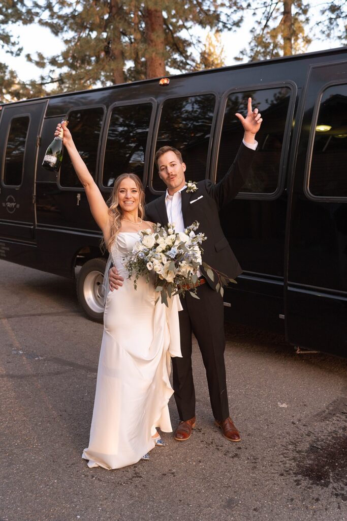 bride and groom portraits. champagne celebration. logan schoals elopement. lake tahoe wedding elopement photographer videographer. 4JOY media
