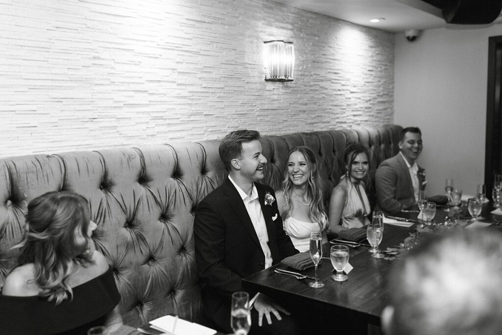 bride and groom. lake tahoe elopement. Reception dinner at Jimmy's in the Landing. lake tahoe wedding elopement photographer videographer. 4JOY media