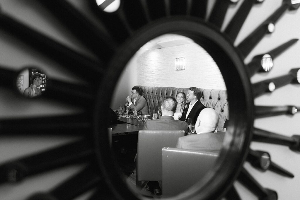 bride and groom creative photo. lake tahoe elopement. Reception dinner at Jimmy's in the Landing. lake tahoe wedding elopement photographer videographer. 4JOY media