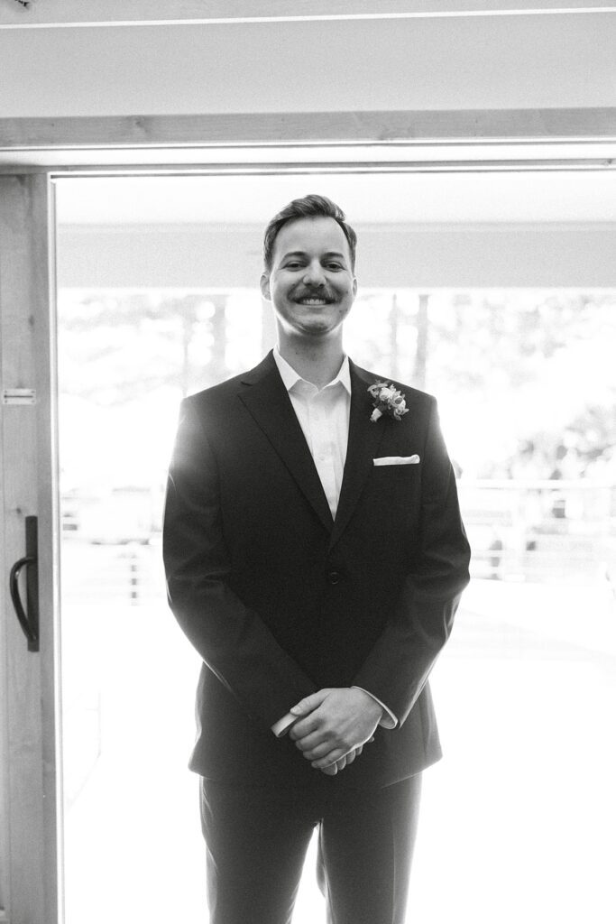 bride and groom first look. lake tahoe wedding elopement photographer videographer. 4JOY media