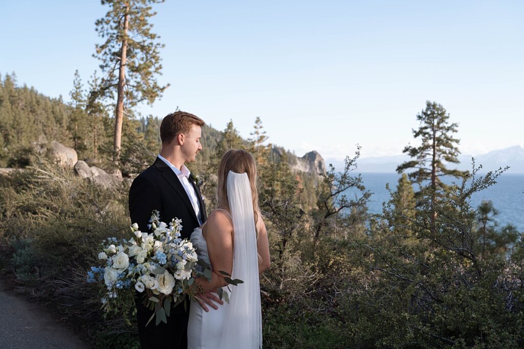 bride and groom portraits. logan schoals elopement. lake tahoe wedding elopement photographer videographer. 4JOY media