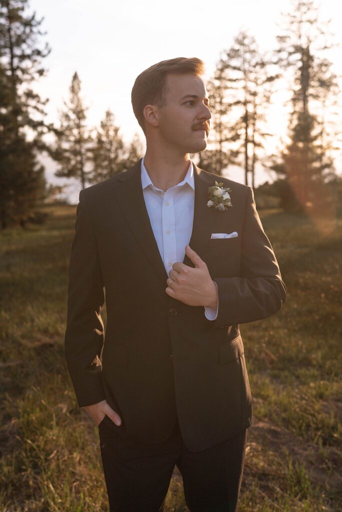 groom portrait. logan schoals elopement. lake tahoe wedding elopement photographer videographer. 4JOY media