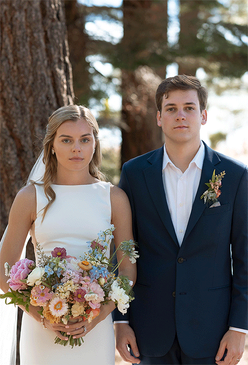 bride and groom. Roundhill Beach Lake Tahoe Elopement Photographer Videographer 4JOY Media