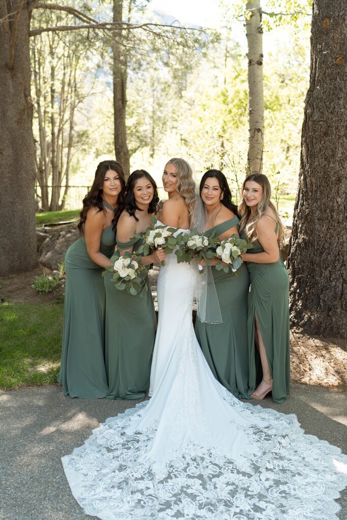 bridal party. bridesmaids portraits. Plumpjack inn Truckee Palisades Lake Tahoe Wedding photographer videographer