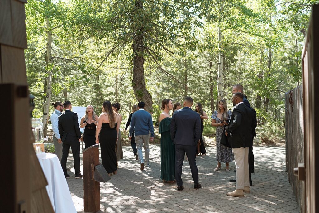 guests waiting for the wedding ceremony. Plumpjack inn Truckee Palisades Lake Tahoe Wedding photographer videographer
