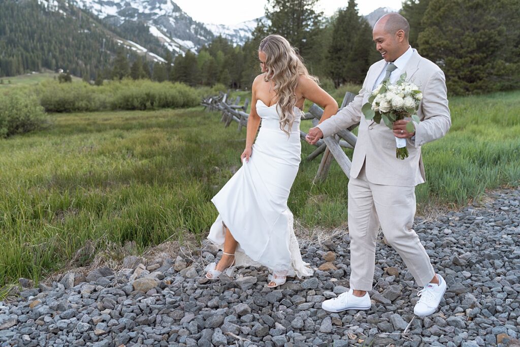 bride and groom wedding portraits Plumpjack inn Truckee Palisades Lake Tahoe Wedding photographer videographer