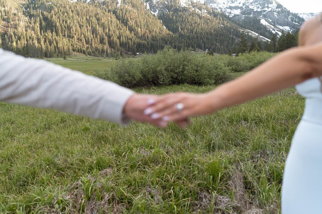 bride and groom portraits. palisades meadows. Plumpjack inn Truckee Palisades Lake Tahoe Wedding photographer videographer