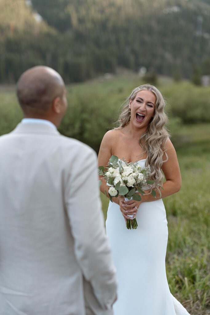 bride and groom portraits. palisades meadows. Plumpjack inn Truckee Palisades Lake Tahoe Wedding photographer videographer
