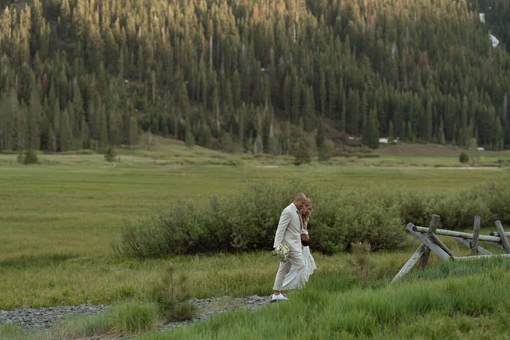 bride and groom portraits. palisades meadows. Plumpjack inn Truckee Palisades Lake Tahoe Wedding photographer videographer