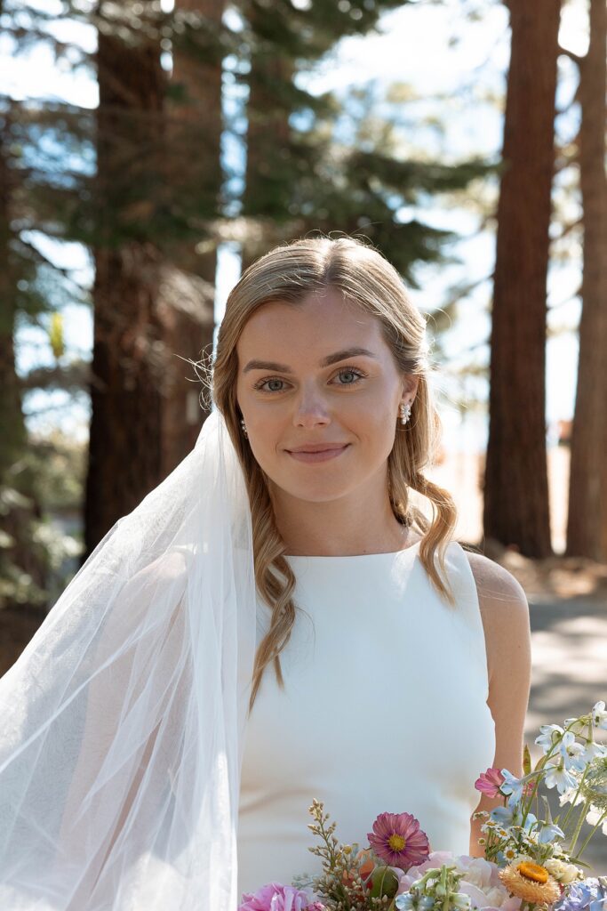 bride portraits. Roundhill Beach Lake Tahoe Elopement Photographer Videographer 4JOY Media