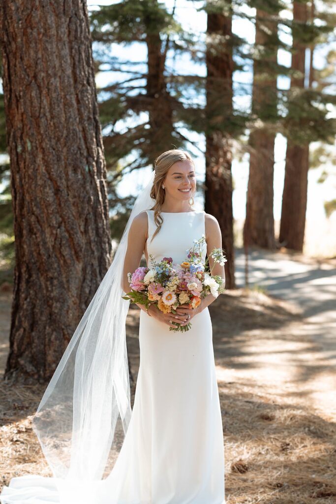bride portraits. Roundhill Beach Lake Tahoe Elopement Photographer Videographer 4JOY Media