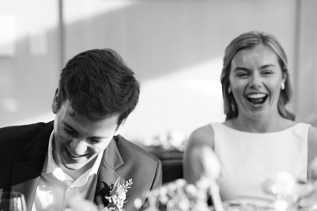 bride and groom speeches reactions. Edgewood Resort Reception Lake Tahoe Elopement Photographer Videographer