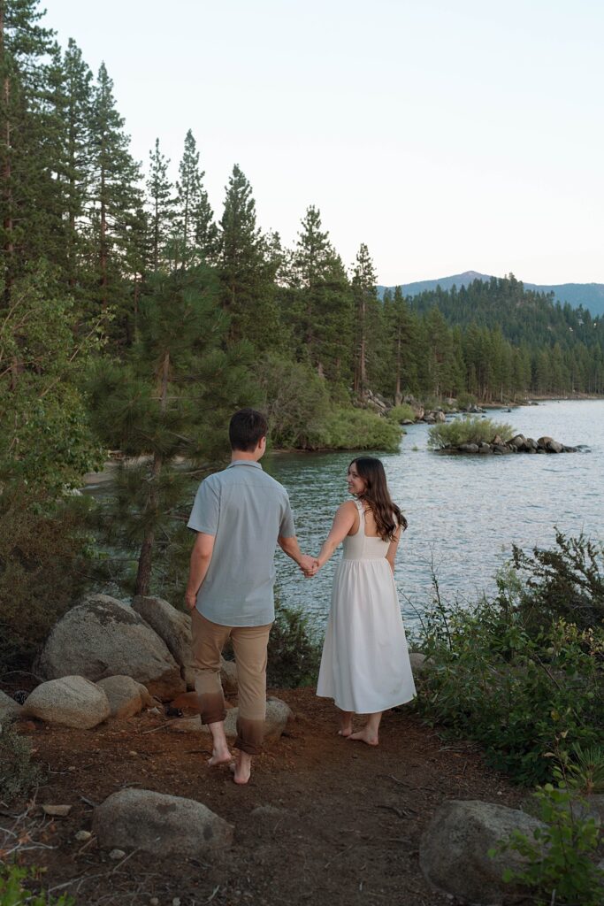 couple overlooking lake tahoe at zephyr cove 