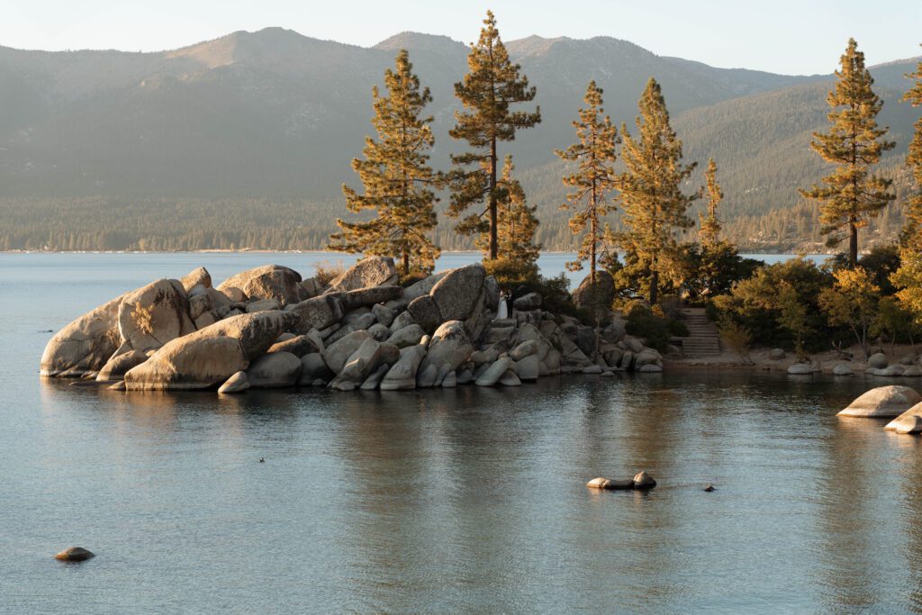 Couple Portraits at Top 5 places to elope in Lake Tahoe--Sand Harbor