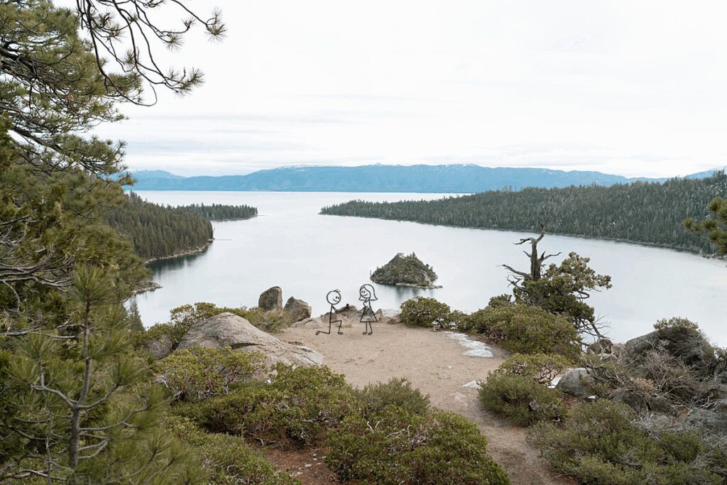 Lake Tahoe proposal location at Emerald Bay Outlook captured by local wedding photographer 