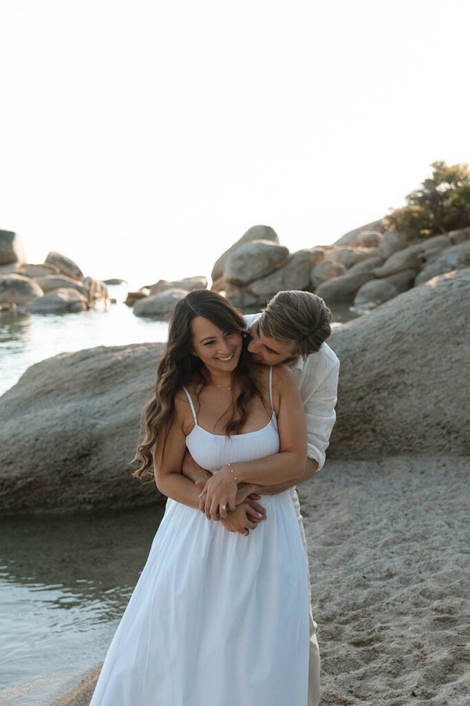 Hidden Beach engagement photos in Lake Tahoe captured by wedding photographer