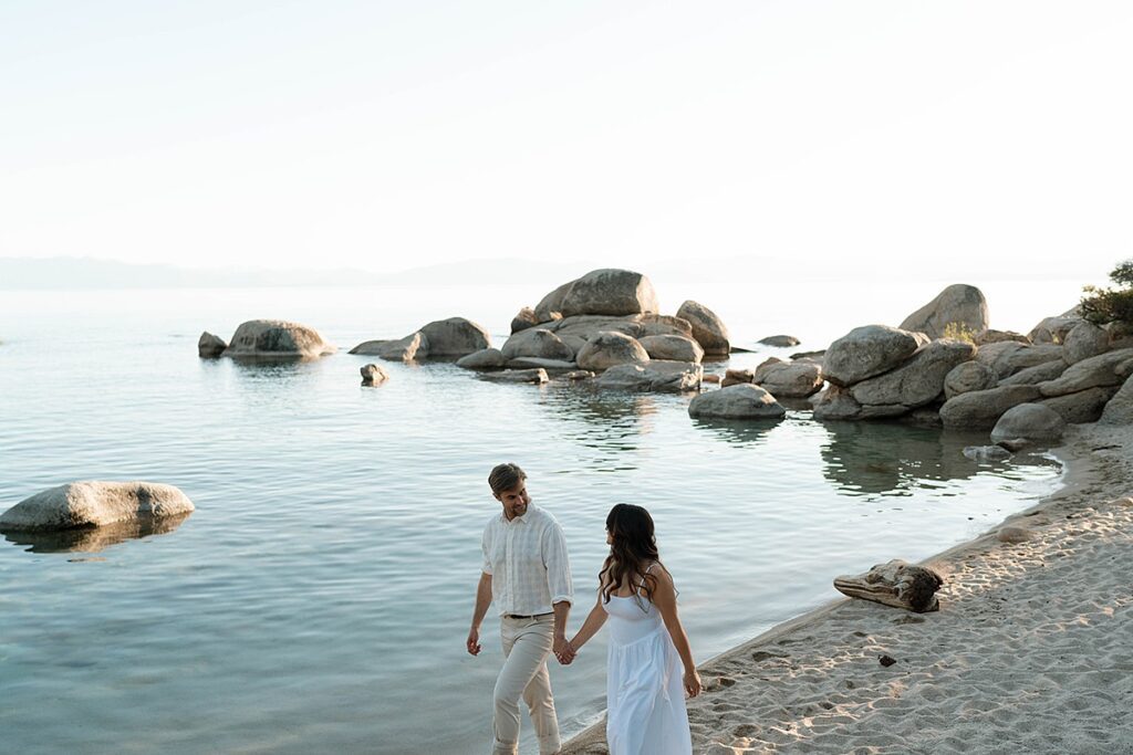 Hidden Beach engagement photos in Lake Tahoe captured by wedding photographer