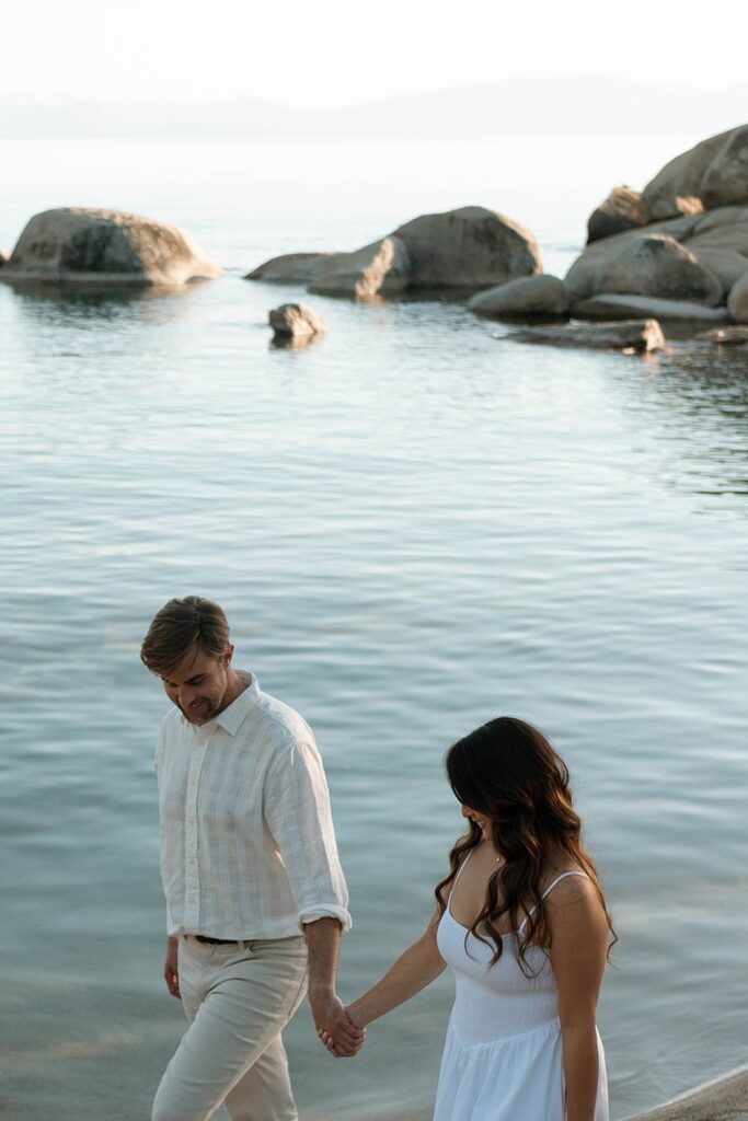 Hidden Beach engagement photos in Lake Tahoe captured by wedding photographer