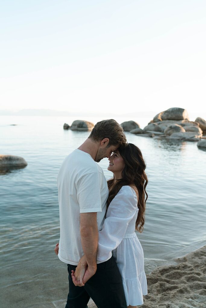 Hidden Beach engagement photos in Lake Tahoe captured by wedding photographer