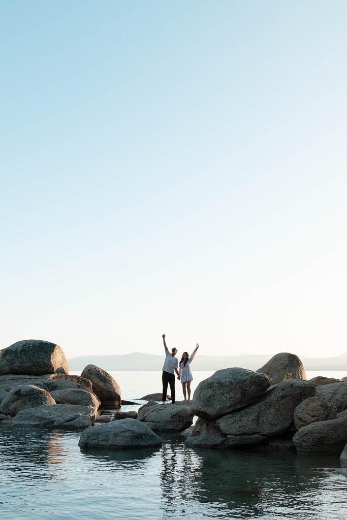 Hidden Beach engagement photos in Lake Tahoe captured by wedding photographer